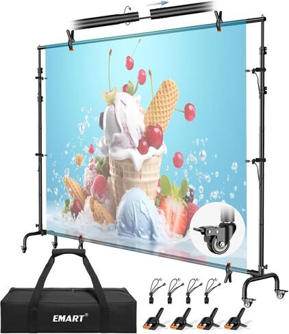EMART 10x7.7ft Rolling Backdrop Stand with Wheels Movable Banner Stand in Saudi Arabia