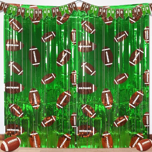 Knitgrip 2 Pack Football Party Decorations Photo Props 3.3x6.6 ft Football Foil Fringe Curtain Backdrop Birthday Party Decorations Sports Background in Kuwait