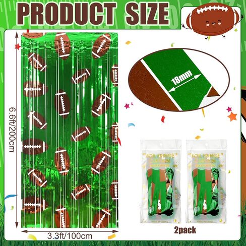 Knitgrip 2 Pack Football Party Decorations Photo Props 3.3x6.6 ft Football Foil Fringe Curtain Backdrop Birthday Party Decorations Sports Background in Kuwait