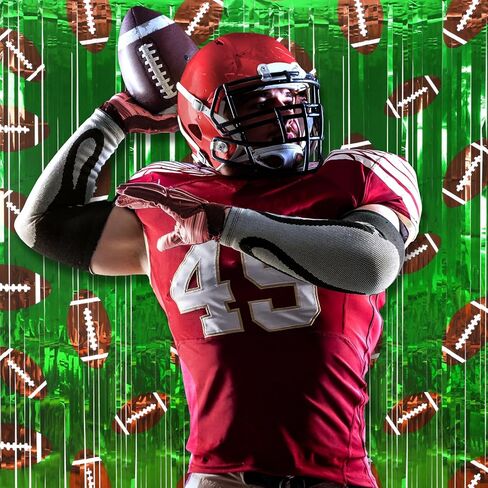 Knitgrip 2 Pack Football Party Decorations Photo Props 3.3x6.6 ft Football Foil Fringe Curtain Backdrop Birthday Party Decorations Sports Background in Kuwait