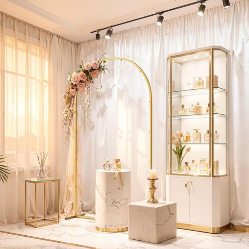 7.2FT Metal Arch Backdrop Stand and Cover Set, Gold Arch Stand with Cover, Easy to Assemble, Pretty Wedding Arch for Birthday Party, Wedding Ceremony and Baby Shower in Kuwait