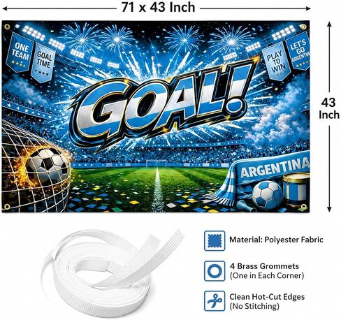 Argentina Goal Soccer Party Decorations Backdrop 71 x 43 Inch, Argentina Soccer Watch Party Decorations Banner, Fan Tournament Decor for Birthday, Viewing Event and Sports Theme Celebration Supplies in Kuwait