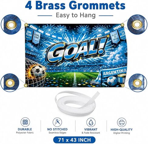 Argentina Goal Soccer Party Decorations Backdrop 71 x 43 Inch, Argentina Soccer Watch Party Decorations Banner, Fan Tournament Decor for Birthday, Viewing Event and Sports Theme Celebration Supplies in Kuwait