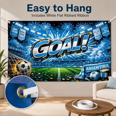 Argentina Goal Soccer Party Decorations Backdrop 71 x 43 Inch, Argentina Soccer Watch Party Decorations Banner, Fan Tournament Decor for Birthday, Viewing Event and Sports Theme Celebration Supplies in Kuwait
