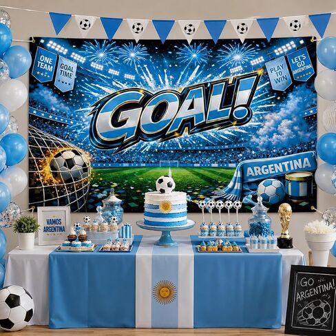 Argentina Goal Soccer Party Decorations Backdrop 71 x 43 Inch, Argentina Soccer Watch Party Decorations Banner, Fan Tournament Decor for Birthday, Viewing Event and Sports Theme Celebration Supplies in Kuwait