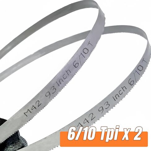 2 Pack 93" Bandsaw Blades, Metal Cutting, 93 x 3/4 x 0.035 Inch, 6/10 TPI | Bi-Metal M42 Band Saw Blades in Kuwait