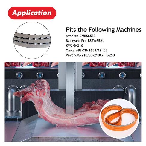 65-Inch Meat Band Saw Blades 4TPI (5 Pack) for Cutting Fresh Meat, Compatible with Avantco-EMBS65SS KWS-B-210 Vevor-JG-210/JG-210C/HR-250, 65" x 5/8" x 0.02" in Kuwait