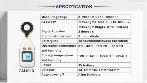 GM1010 Digital Illuminance Meter Standard Smart Handheld GM1040 White Illuminance Meter Light Meter Integrated Luminance Meter(GM1010) in Kuwait