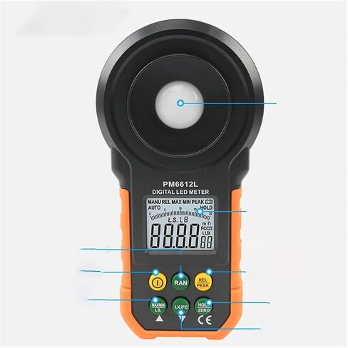 PM6612L Illuminometer LCD Digital Analog Bar Lux Meter 20-200000 lux Handheld Light Meter for LED Light Measuring(with Battery) in Kuwait
