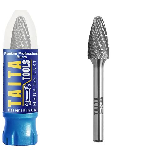 SF-3 Double-Cut Tungsten Carbide Burr, 1/4 in Shank, 1 Pack | Radius-End Tree tungsten burr with double-cut flutes for DeWalt, Milwaukee, Makita Die Grinder shaping, deburring, grinding. in Kuwait