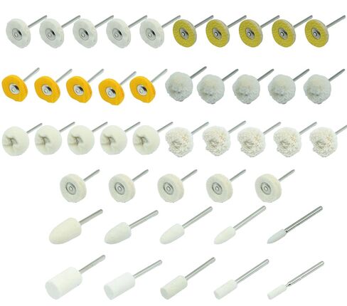 45Pcs 1-inch 25mm Polishing Wheel Set with 1/8-inch Handle,9 Different polishing Wheels Made of Various Materials. Suitable for polishing Rotary Tools, Jewelry, Metals, Wood, etc. in Kuwait