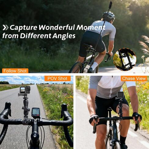 Motorcycle Camera Mount for Insta 360 X5 X4 X3, for DJI Osmo & GoPro Cameras, Bike Handlebar Mounts with 59" Invisible Selfie Stick Bundle Kit for Motorcycle Bike Riding in Kuwait