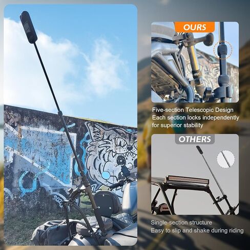 Motorcycle Camera Mount for Insta 360 X5 X4 X3, for DJI Osmo & GoPro Cameras, Bike Handlebar Mounts with 59" Invisible Selfie Stick Bundle Kit for Motorcycle Bike Riding in Kuwait