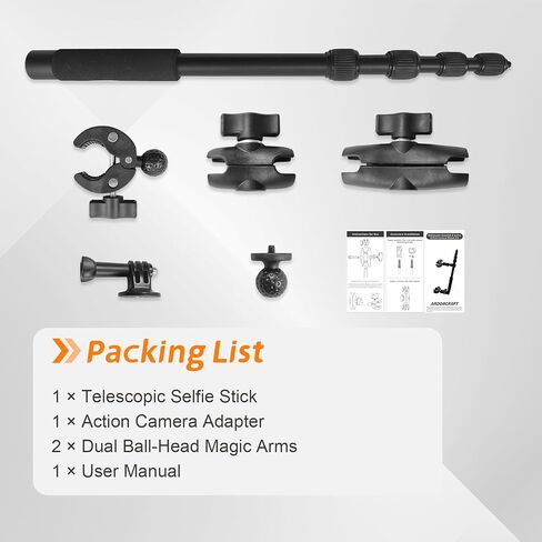 Motorcycle Camera Mount for Insta 360 X5 X4 X3, for DJI Osmo & GoPro Cameras, Bike Handlebar Mounts with 59" Invisible Selfie Stick Bundle Kit for Motorcycle Bike Riding in Kuwait