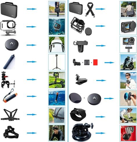 Accessories Kit for DJI Osmo Action 6 Aluminum Alloy Bike Mount Selfie Stick Tripod, Waterproof Housing, Magnetic Mount with Chest Strap, Head Mount, Carrying Case DJ6B (DJI OSMO ACTION6) in Kuwait