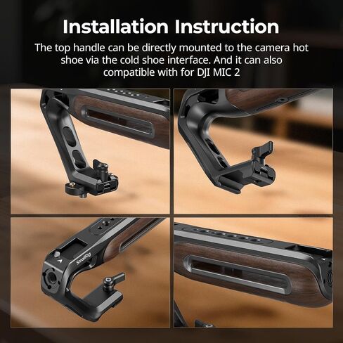 SmallRig Wooden Top Handle with NATO Clamp & NATO Rail, Wooden Top Handle for Camera Cage, Load Capacity up to 15kg / 33.1lb, 3/8"-16 Locating Holes for ARRI & 1/4''-20 Threaded Holes - 5251 in Kuwait