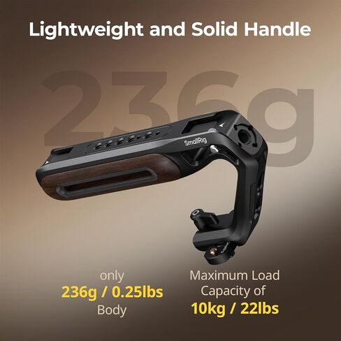 SmallRig Wooden Top Handle with NATO Clamp & NATO Rail, Wooden Top Handle for Camera Cage, Load Capacity up to 15kg / 33.1lb, 3/8"-16 Locating Holes for ARRI & 1/4''-20 Threaded Holes - 5251 in Kuwait