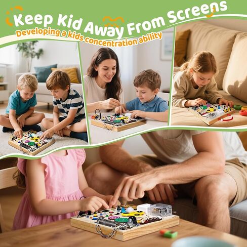 Montessori Wooden Busy Board Toys for 1 2 3 Boys Girls,Toddler Sensory Educational Fidget Board Travel Toy with LED Light Up Switches & Music Boxes, Locks for Kids Gifts in Kuwait