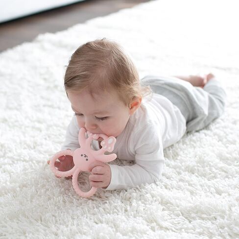 Dr. Brown's Flexees Teether, Pink Bunny, Soft 100% Silicone Baby Teether, BPA Free, 3m+, 1 Pack in Kuwait