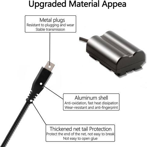 Braided Cable Type-C to NP-W235 Dummy Battery CP-W235 DC Coupling For Fuji X-H2 X-T4 X-T5 GFX100S 50S II in Kuwait