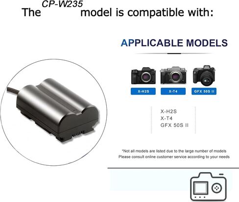 Braided Cable Type-C to NP-W235 Dummy Battery CP-W235 DC Coupling For Fuji X-H2 X-T4 X-T5 GFX100S 50S II in Kuwait