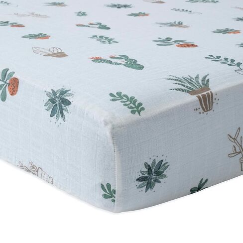 Little Unicorn Premium Crib Sheet | Breathable & Super-Soft Muslin Fabric (Prickle Pots) in Kuwait