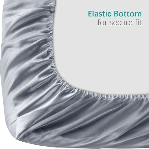 Satin Mini Crib Sheet 2-Pack, Fits 38"x24"x5", Grey & White | Satin Fabric, Soft & Gentle on Hair, Snug Elastic Fit, Machine Washable, Fits 38"x24"x5" Mini Cribs in Kuwait