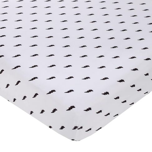 NoJo Lightning Bolt Black and White Nursery Fitted Crib Sheet in Kuwait