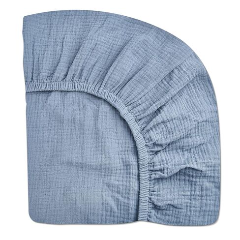 Pack and Play Sheets, Muslin Cotton Nursery Bedding, 27" x 39" | Soft Breathable Muslin Cotton, Fits Pack N Play Mattress, For Baby Boys and Girls, costume blue in Kuwait