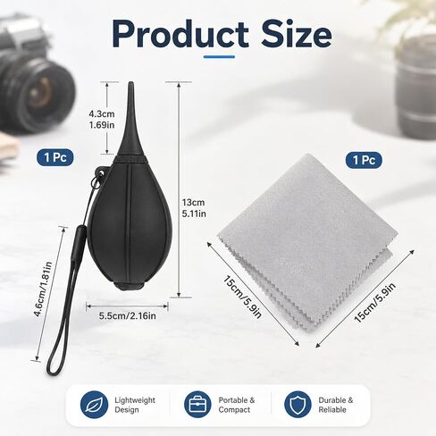 Lens Air Blower with Cleaning Cloth Camera Dust Blower Air Duster | Soft Tip Air Blower Camera Lens Cleaner Air Blower Dust Blaster Lens Blower for Watch Keyboard Cameras Lens Cleaning in Kuwait