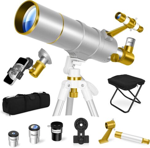UncleHu 90mm Aperture 600mm Telescope for Adults with Folding Stool | FMC Lens, Telescopes for Adults High Powered (24-180X), Portable Travel Telescope Kit, with Tripod&Phone Adapter&Carrying Bag in Kuwait