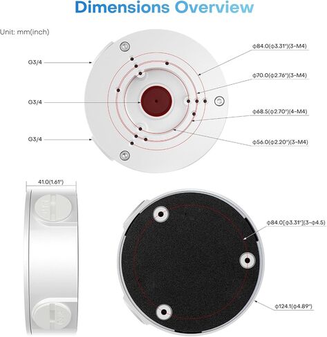 VALUCAMPFA130-E Security Camera Bracket Wall Ceilling Mounting Junction Box IP66 Water-Proof for Bullet Turret Dome Camera HDW4631C-A, PFW3849S-A180-AS-PV,HFW2841S-S,HDW3849H-AS-PV,PDW3849-A180-AS-PV in Kuwait