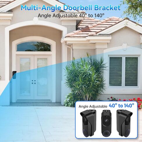 Doorbell Mount for Orbitell, Adjustable Swivel Angle (40° to 140°) Anti-Theft Bracket, Weatherproof Video Doorbell Holder, Mounting Bracket Holder Accessories for Apartment Rentals, Business - Black in Kuwait