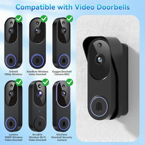Doorbell Mount for Orbitell, Adjustable Swivel Angle (40° to 140°) Anti-Theft Bracket, Weatherproof Video Doorbell Holder, Mounting Bracket Holder Accessories for Apartment Rentals, Business - Black in Kuwait