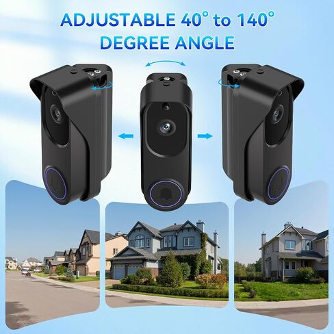 Doorbell Mount for Orbitell, Adjustable Swivel Angle (40° to 140°) Anti-Theft Bracket, Weatherproof Video Doorbell Holder, Mounting Bracket Holder Accessories for Apartment Rentals, Business - Black in Kuwait