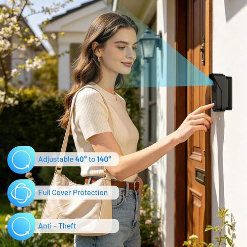 Doorbell Mount for Orbitell, Adjustable Swivel Angle (40° to 140°) Anti-Theft Bracket, Weatherproof Video Doorbell Holder, Mounting Bracket Holder Accessories for Apartment Rentals, Business - Black in Kuwait