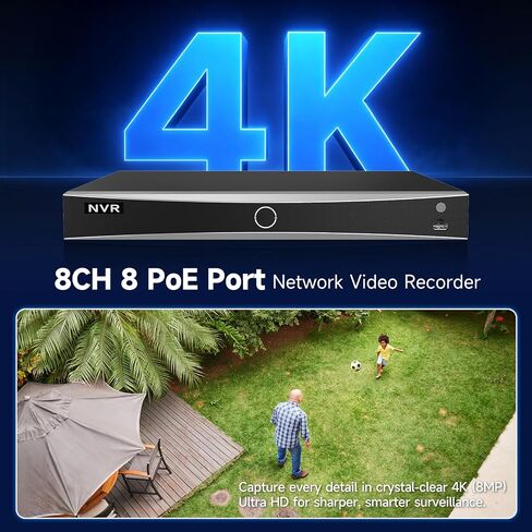 Anpviz AI 12MP/4K 8CH PoE NVR, 2 SATA up to 32TB HDDs, Facial Recognition | Network Video Recorder Supports 12MP IP Cameras, Human/Vehicle Detection, 24/7 Recording, Smart Playback, No Hard Drive in Kuwait