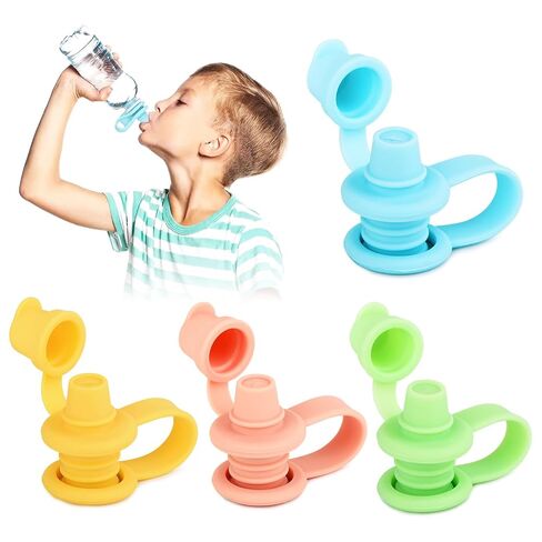 Water Bottle Spout Adapter for Toddlers, 4 Pack No Spill Water Bottle Topper, BPA-Free Silicone, Leakproof, Reusable & Easy-to-Use, Travel Toddler Essentials in Kuwait