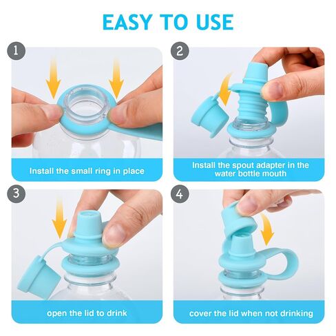 Water Bottle Spout Adapter for Toddlers, 4 Pack No Spill Water Bottle Topper, BPA-Free Silicone, Leakproof, Reusable & Easy-to-Use, Travel Toddler Essentials in Kuwait