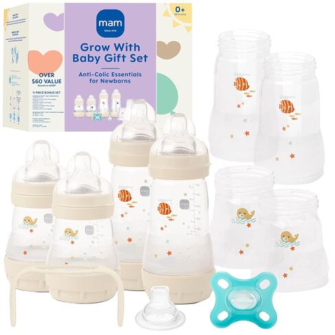 MAM Grow with Baby Anti-Colic+ Bottle & Pacifier Set 0+ Months, Unisex in Kuwait