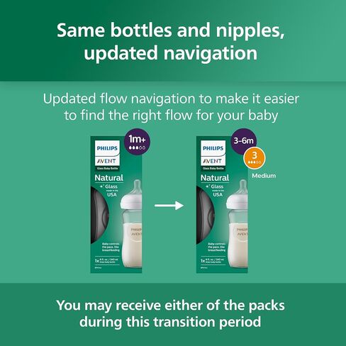 Avent - 3Pk Glass Natural Baby Bottle With Natural Response Nipple, 8Oz in Kuwait