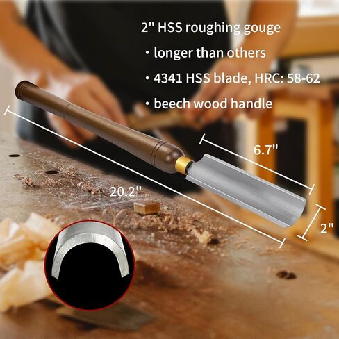 2-Inch HSS Spindle Roughing Gouge, Lathe Chisel for Wood Turning | M2 High-Speed Steel With HRC60 Hardness, Precision Ground Cutting Edge, Ideal Spindle Roughing Tool For Wood Lathe Turning in Kuwait