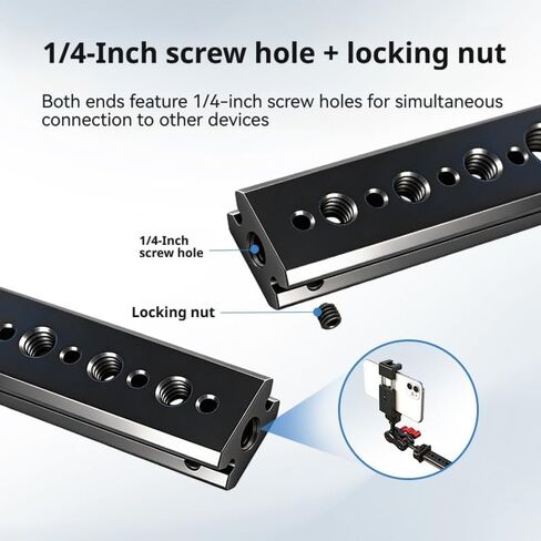 Camera NATO Rail Compatible with DSLR Cameras, Aluminum Alloy Extended NATO Slide Rail with 1/4" 3/8" ARRI Holes in Kuwait