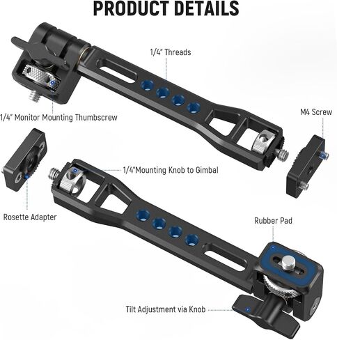 NEEWER Adjustable Field Monitor Mount, 360° Rotating Camera Monitor Holder with 1/4 Inch Thread, Compatible with DJI RS4 Pro RS3 RS2 RSC2 ZHIYUN Crane 2S Crane 3 3S WEEBILL-S MOZA Gimbals, GA005 in Kuwait