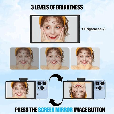 5" Selfie Monitor Screen with Bluetooth Remote for Vlog Streaming | 5-in low latency back camera monitor with clip bracket and Bluetooth remote, for vlogging, TikTok and YouTube live broadcast in Kuwait