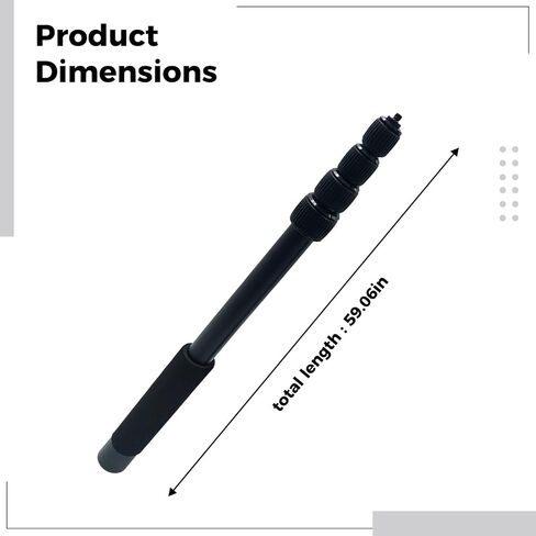 5-Section Extendable Selfie Stick, 61 in Aluminum Alloy Camera Boom Pole, 6.6 lbs / 3 kg Load Capacity, Anti-Slip Grip, Compatible with Insta360 Camera, 1/4" Threaded Mount in Kuwait