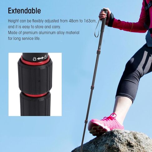 Aluminum Alloy Camera Monopod, 5 - Section Extendable Monopod with 3/8 Inch Threaded Hole, 11 lb Load Capacity, Portable Phone Monopod for DSLR and Action Cameras in Kuwait