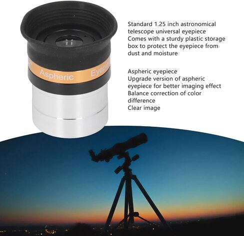 10mm Aspherical Wide Angle Eyepiece for 1.25 Inch Astronomical Telescope, 62 Degree Field of View, Multi - Coated Optical Glass with Soft Eye Cup, Aluminum Alloy in Kuwait