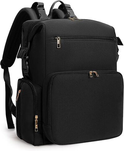 CEI-CEI Neoprene Diaper Bag Backpack with Changing Pad, Large Newborn Baby Maternity Bags Travel Tote with Insulated Pockets (Black) in Kuwait