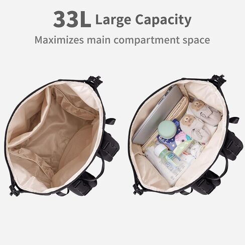 CEI-CEI Neoprene Diaper Bag Backpack with Changing Pad, Large Newborn Baby Maternity Bags Travel Tote with Insulated Pockets (Black) in Kuwait